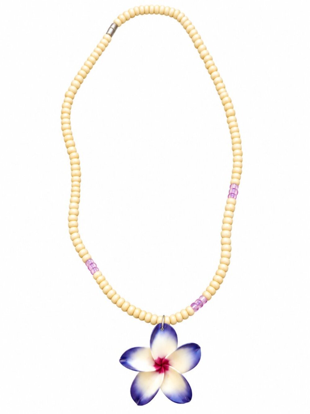 Vintage Hawaiian Plumeria Flower Pendant Beaded Necklace - Picture 2 of 8